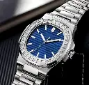 Bule and silver vintage watch